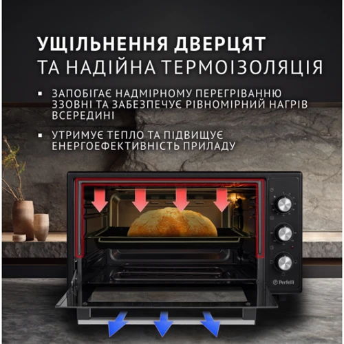 Електрична духовка настільна PERFELLI CLASSIC 48 BLACK: Кількість режимів нагріву (роботи) 3