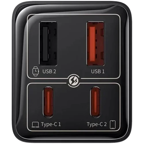 Зарядний пристрій Baseus Wall Charger GaN6 Pro 2xUSB-C+2xUSB 65W Black with USB-C Cable (P10162701113-00): Кількість USB-портів 4