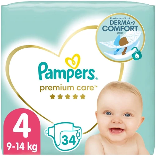 Подгузники Pampers Premium Care Maxi Размер 4 (9-14 кг) 34 шт (8001090379368)