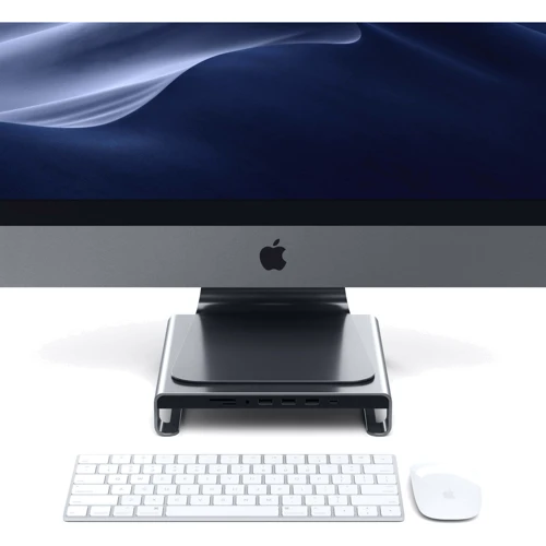 Адаптер Satechi Monitor Stand HUB USB-C to USB-C+3xUSB+micro SD+SD+Mini-jack 3.5 Space Grey (ST-AMSHM) for Apple iMac фото 4