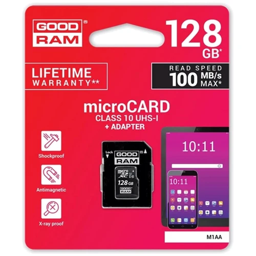 Карта памяти GOODRAM 128GB microSDXC Class 10 UHS-I U1 + adapter (M1AA-1280R12) фото 4