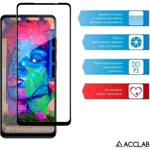 ACCLAB Tempered Glass Full Glue Black for Motorola E14 фото 5