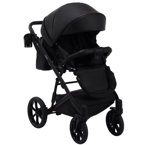 Коляска 2 в 1 Bair Kiwi кожа 100% BK-15 черный: Ширина шасси 58