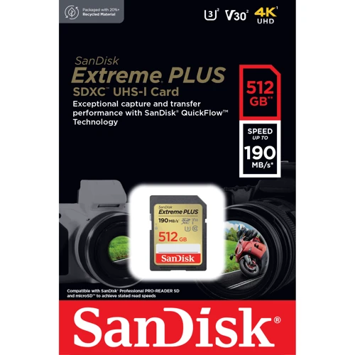Карта памяти SanDisk 512GB SDXC Class 10 UHS-I U3 V30 Extreme Plus (SDSDXWV-512G-GNCIN)