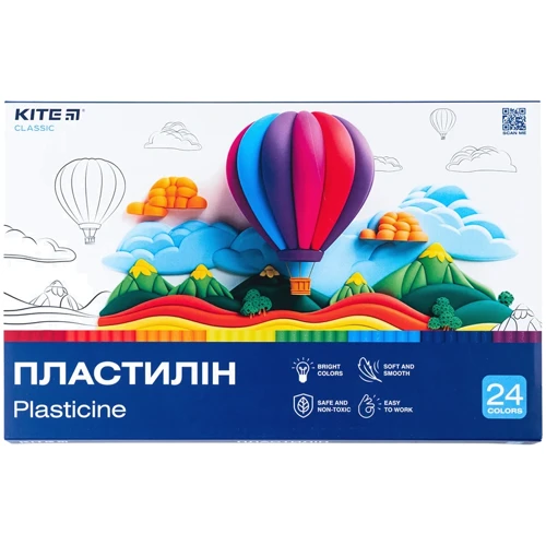 Пластилин восковой Kite Classic 24 цвета 480 г (K-089)