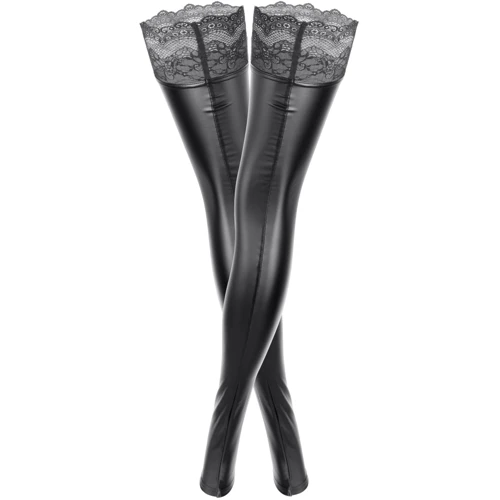 Чулки Noir Handmade F135 Powerwetlook stockings Вlack, 3XL