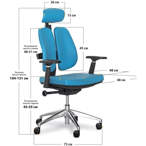 Офісне крісло Mealux Tempo Duo Blue (Y-551 KBL Duo): Матеріал корпусу Пластик, Металл