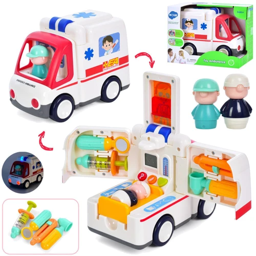 Машинка Hola Toys швидка допомога функціональна з музикою та підсвічуванням (E9997-HL)
