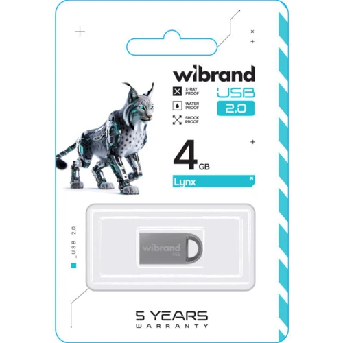 USB-флешка Wibrand 4GB lynx USB 2.0 Silver (WI2.0/LY4M2S): Стандарт USB USB 2.0