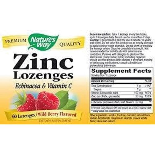 Nature's Way Zinc Lozenges 60 Lozenges Wild Berry Flavor Глюконат цинка с ягодным вкусом: Тип Цинк