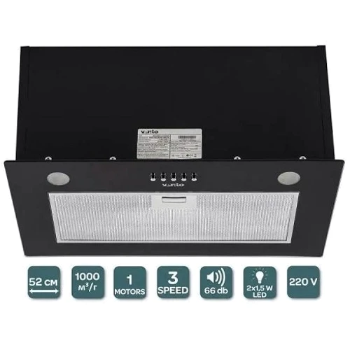 Вытяжка Ventolux PUNTO 520/279 BK (1000) PB 3: Тип воздухоочистителя Отвод