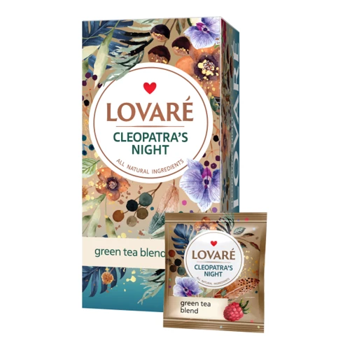 Чай Lovare CLEOPATRA'S NIGHT зеленый с фруктами и цветами 24х2 г пакетированный (4820198871116)