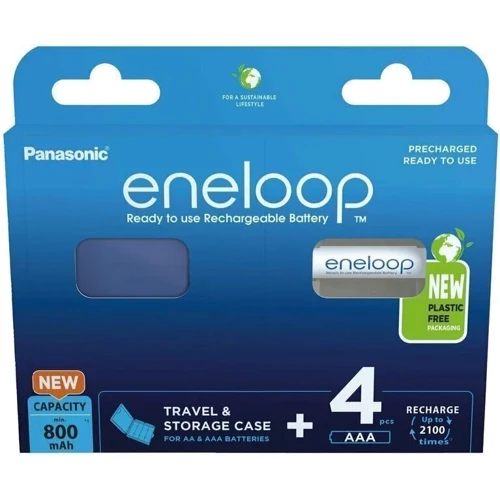 Panasonic AAA 800mAh NiMH 4шт + case Eneloop plastic free pack (BK-4MCDEC4BE)