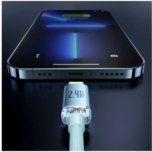 Кабель Baseus USB Cable to Lightning Crystal Shine Series 2.4A 2m Sky Blue (CAJY001203): Длина 2 м