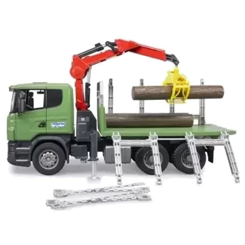 Автомодель Bruder Лесовоз Scania с краном и брёвнами (03524)