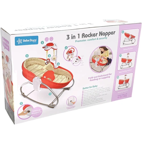 Детский шезлонг-люлька 3 в 1 Bebe Stars 0-18 кг (68149) фото 7