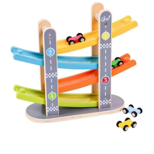 Деревянный скоростной спуск Ecotoys с машинками (SAWT093-3)