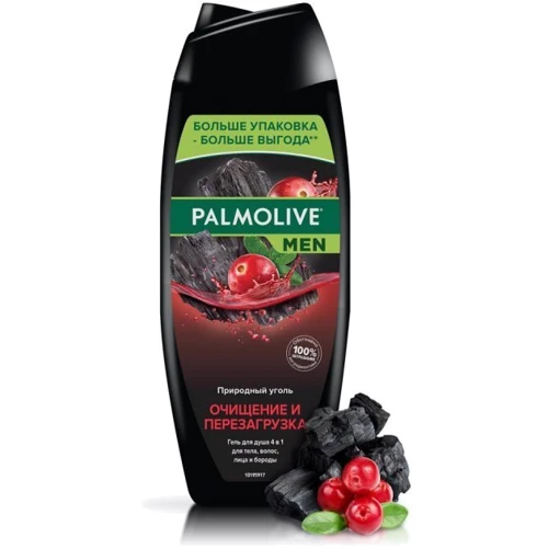 Palmolive Men Гель для душа Очищение и Перезагрузка c природным углем 4 в 1 для мужчин 500ml: Объем, мл 250