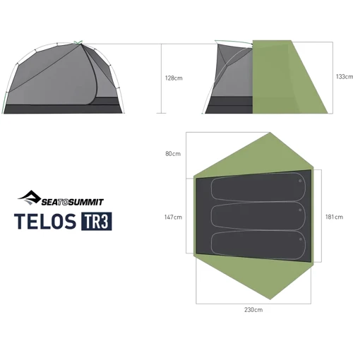 Намет Sea to Summit Telos TR3, Mesh Inner, Sil/PeU, Green (STS ATS2040-01180411) фото 17