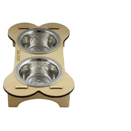 Миски на подставке Lucky Pet Косточка для собак малых пород 2x200 мл 30х17х6 см кремовые (4820224213538): Тип Миски