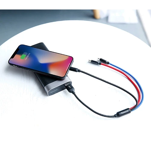 Кабель Baseus USB Cable to Lightning/microUSB/USB-C Three Primary Colors 30сm Black (CAMLT-ASY01) фото 9