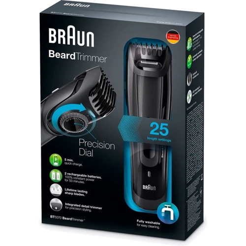 Машинка для стрижки (триммер) Braun BT5070: Особенности Быстрая зарядка, Беспроводной, Индикатор заряда
