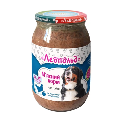 Влажный корм Леопольд для собак с мясом птицы и яблоками 6х850 г (4820185492225-6)