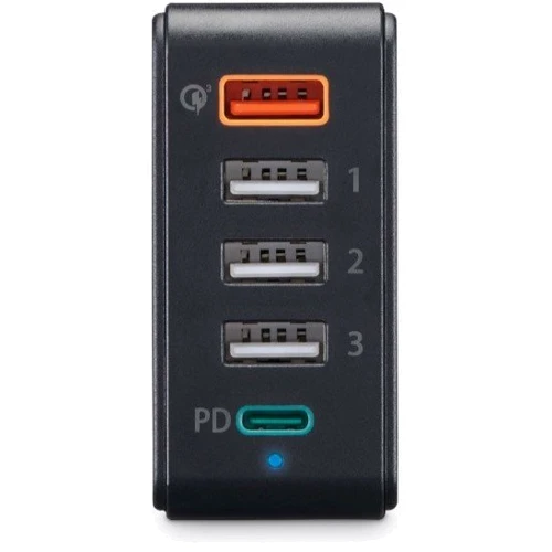 Зарядное устройство Hama Wall Charger 4хUSB+USB-С 51W Black (00201630): Кабель в комплекте отсутствует