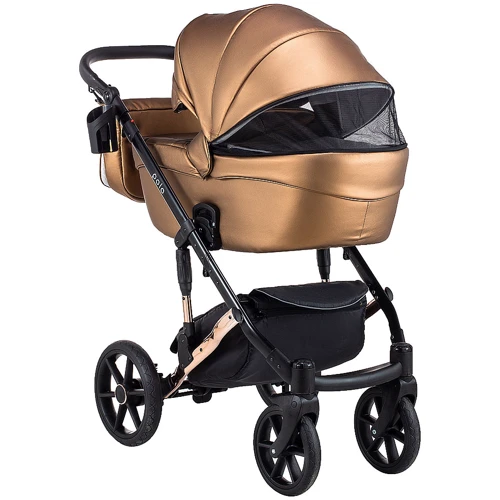 Коляска 2 в 1 Bair Polo (Cooper) шкіра 100% 28C бронза (перламутр): Матеріал коліс резина