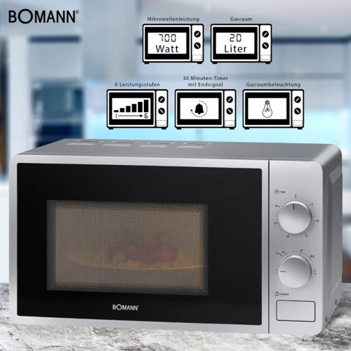 Мікрохвильова піч Bomann MW 6014 CB silver: Кількість рівнів потужності НВЧ 6