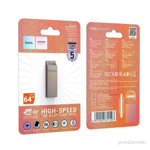 USB-флешка Hoco 64GB UD13 Clever USB3.2 Gray: Объем памяти 64 GB