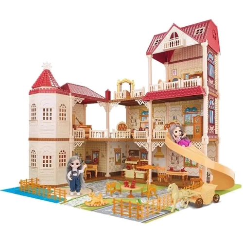 Домик для кукол: 268 деталей, мебель, 2 куклы, механический лифт (VC 6036): Производитель Noname