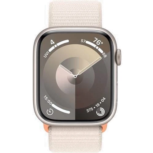 Apple Watch Series 9 45mm GPS Starlight Aluminum Case with Starlight Sport Loop (MR983) : Экран OLED LTPO (яркость до 2000 нит) с технологиями Retina / защитное стекло Ion-X повышенной прочности