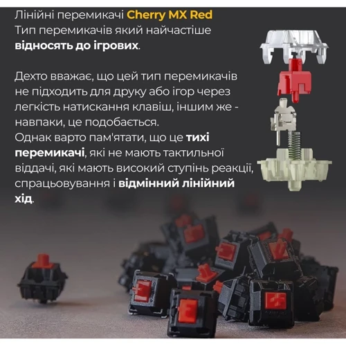 Клавиатура Ducky One 3 SF Cherry MX Red RGB White UA (DKON2167ST-RUAPXPWWWSC1): Тип клавиш механический