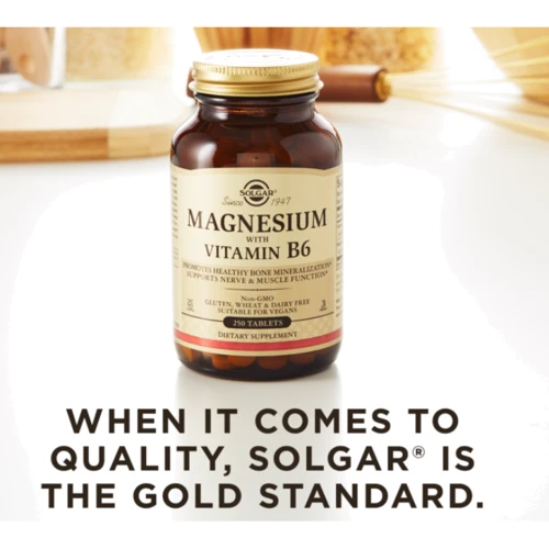 Solgar Magnesium, with Vitamin B6, 250 Tablets Магний, витамин В6 фото 5