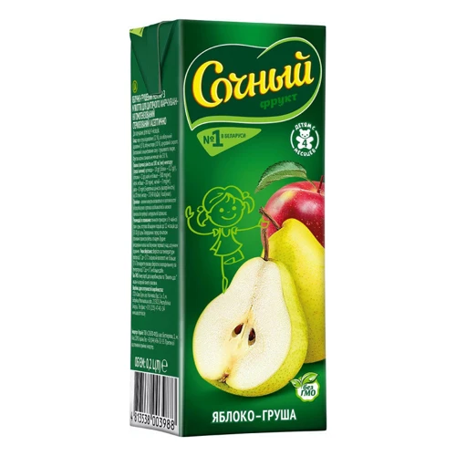 Сочный фрукт нектар яблоко-груша сочный 0,2 л (4813538003988)