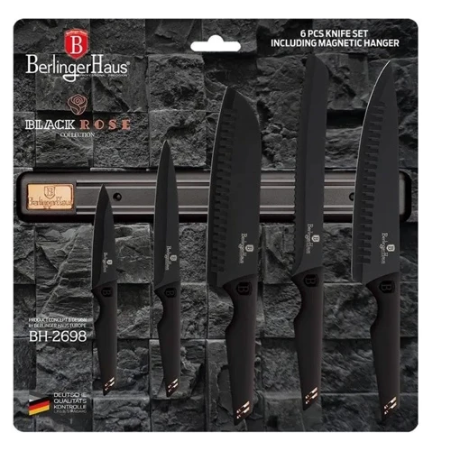 Набор кухонных ножей Berlinger Haus Black Silver Collection с магнитной планкой 6 предметов (BH 2699): Наименование Набор кухонных ножей 6 пр.