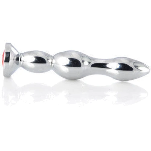 Анальная пробка с кристаллом Toyfa Metal Silver anal plug red gem
