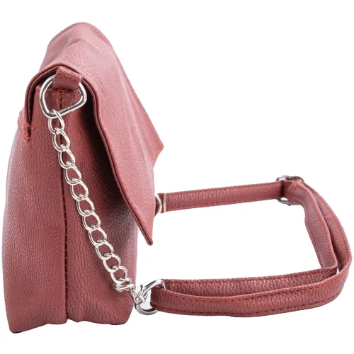 Женская сумка почтальонка Valiria Fashion бордовая (4DETBI2238-1): Тип ручки На цепочке, Плечевой ремень, Без ручки
