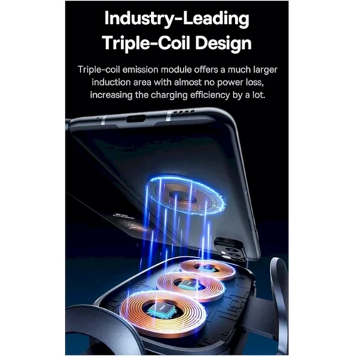 Держатель Baseus Car Holder Air Vent Wireless Charger LightChaser 15W Black (C40355901111-00) фото 8