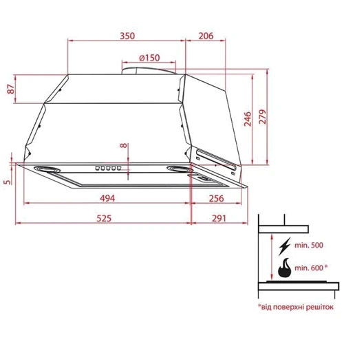 Вытяжка WEILOR WBE 5230 FBL 1000 LED фото 5