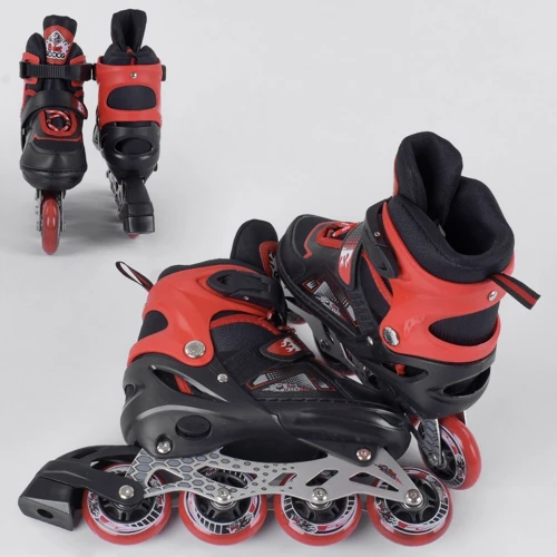 Роликовые коньки Best Roller (34-37) PU колёса, свет на переднем колесе, в сумке Red/Black (98935): Цвет красный