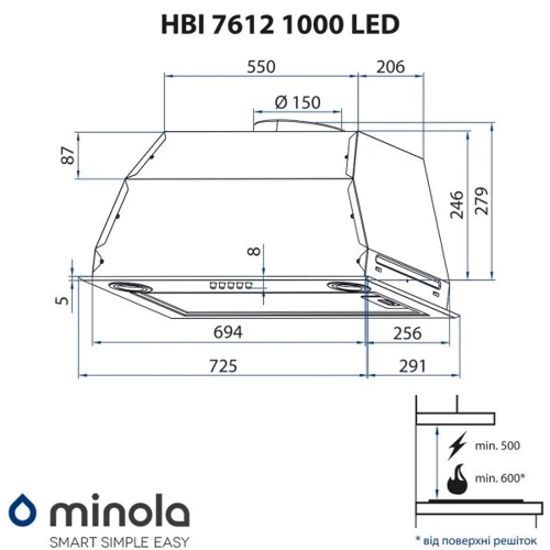 Вытяжка Minola HBI 7612 WH 1000 LED фото 10