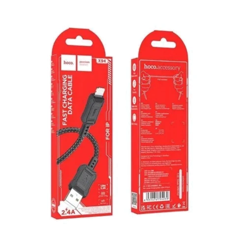 Кабель Hoco USB Cable to Lightning X94 Leader 2.4A 20W 1m Black фото 3