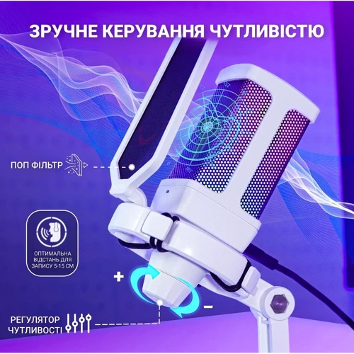 Конденсаторный USB микрофон Fifine Q6TW White фото 6