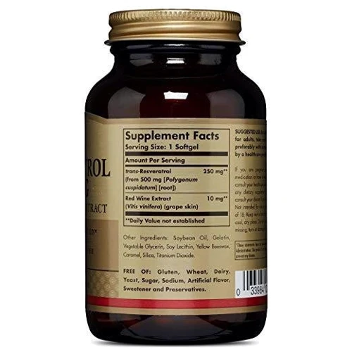Solgar Resveratrol, 250 mg, 60 Softgels Солгар Ресвератрол: Тип Ресвератрол