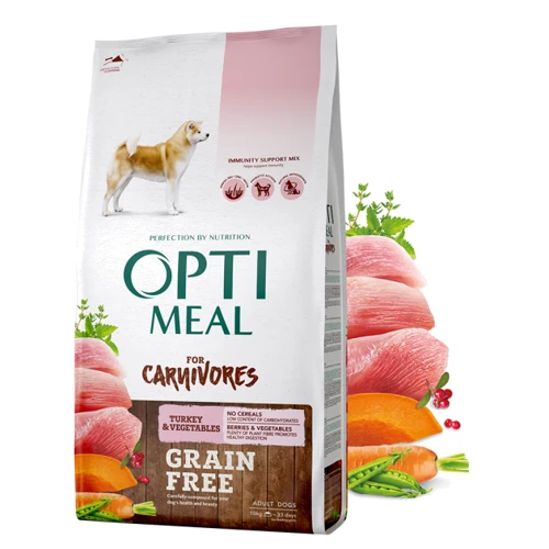 Сухой корм Optimeal Adult Dogs Grain Free Turkey & Vegetables для собак всех пород с индейкой и овощами 10 кг (4820083905896)