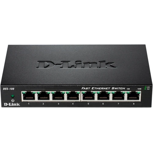 Сетевой коммутатор D-Link DES-108: Порты только Fast Ethernet (10/100)