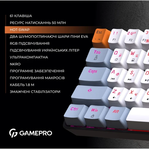 Клавиатура GamePro MK130R (Red) с Hot-Swap RGB Black фото 9
