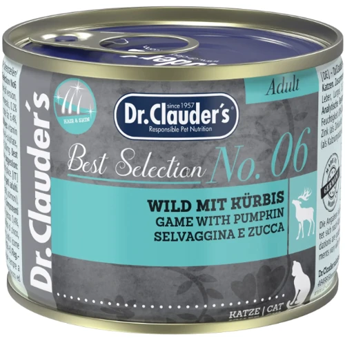 Влажный корм для взрослых кошек Dr.Clauder's Best Selection №6 дичь с тыквой 200 г (22606200)